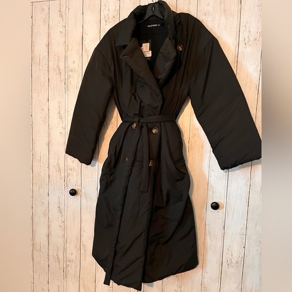 wild pony Jackets & Blazers - Wild Pony: Baggage Check Padded Long Jacket  Trench Small Black